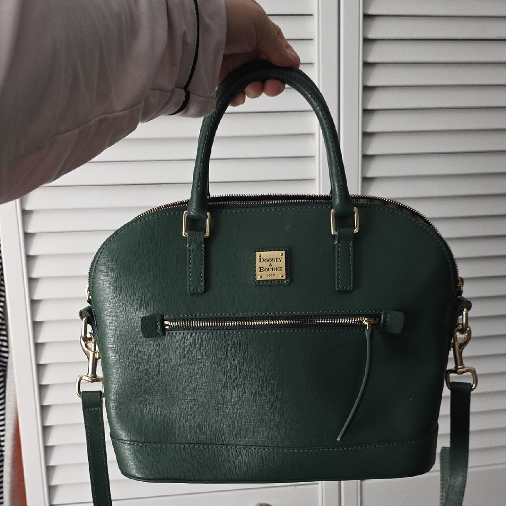 Dooney & Bourke Dark Green Saffiano Dome Satchel